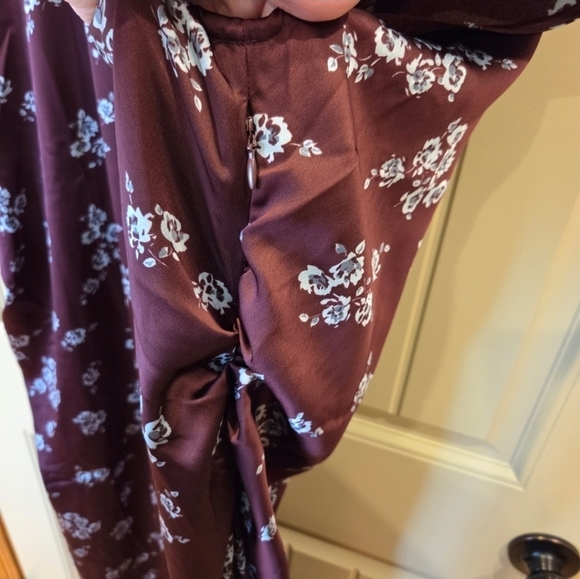 Burgundy Floral Midi Dress Size 3X New  Formal Chic Modern Boho - Picture 8 of 10